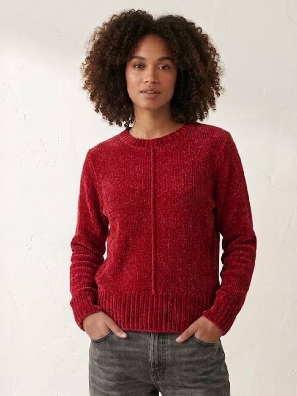 Vibrant red chenille sweater
